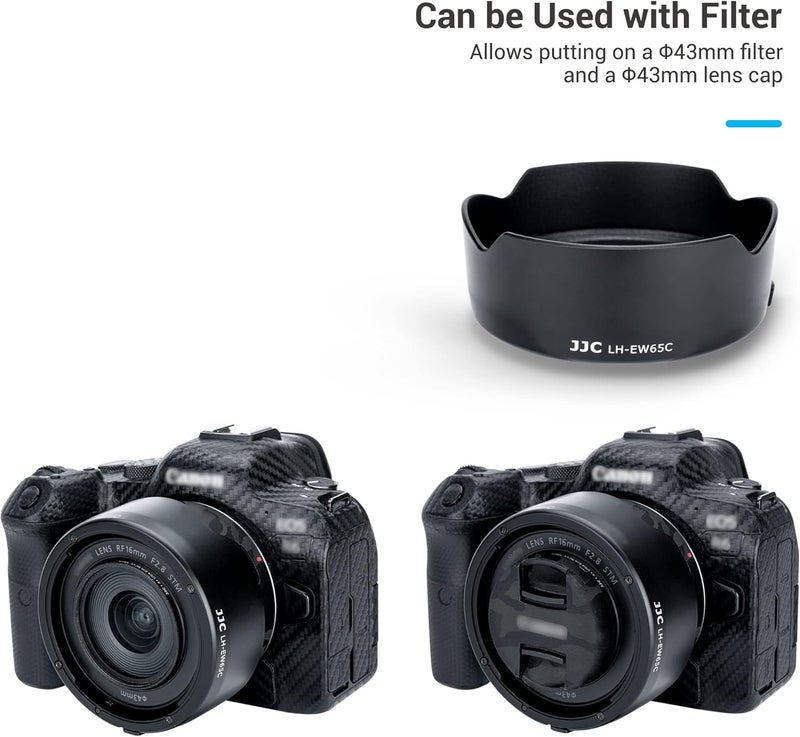 JJC غطاء عدسة توليب قابل للعكس لعدسة كانون RF 16mm f/2.8 STM، واقي عدسة يحل محل كانون EW-65C على كاميرات كانون EOS R6 II R5 II R10 R8 R3 RP R، يسمح بتركيب فلتر 43mm وغطاء عدسة قابل للتثبيت - Image 5